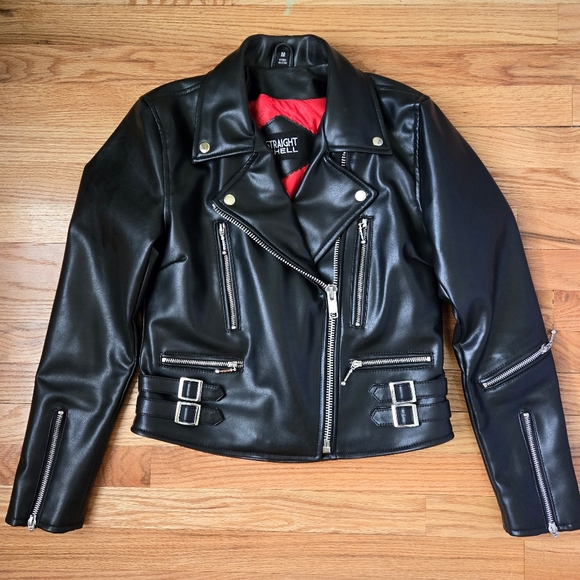 Straight to Hell Defactor Vegan Leather Jacket, Women's M - Picture 1 of 8